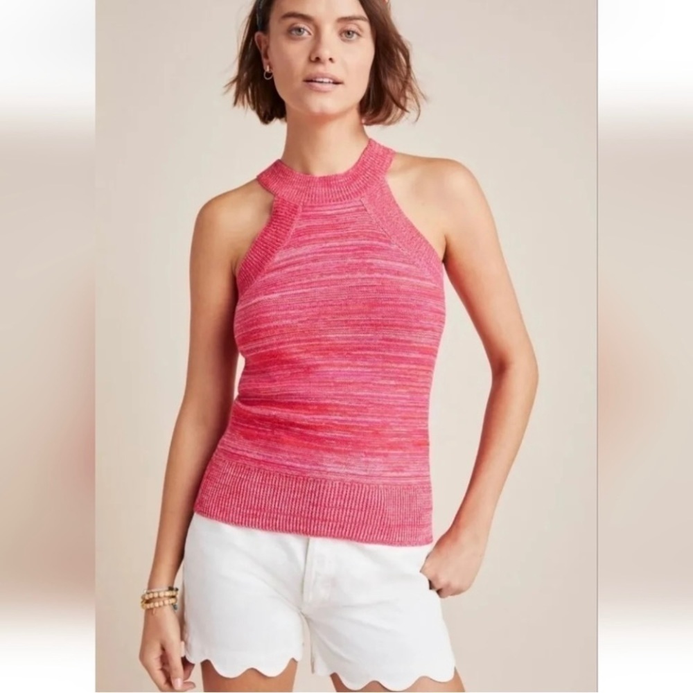 Anthropologie Poetic Woods Pink Sloane Knit Tank Size XL New With Tags